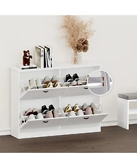 Streamdale Furniture Slim 4-Drawer Shoe Cabinet (White)