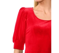 Cece Women's Crew Neck Short Sleeve Velvet Top