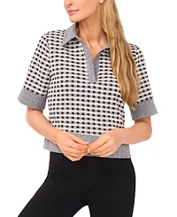 CeCe Women's Short Sleeve Relaxed Polo Top