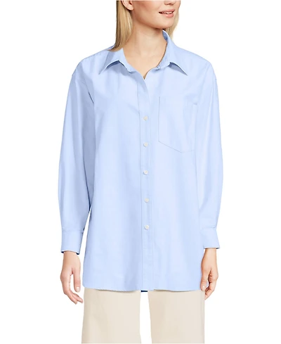 Lands' End Women's Oversized Oxford Button Front Shirt