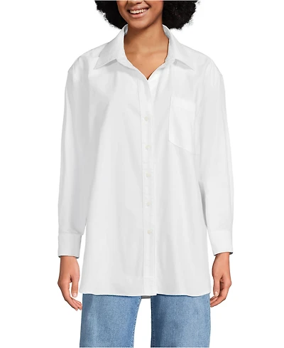 Lands' End Women's Oversized Oxford Button Front Shirt