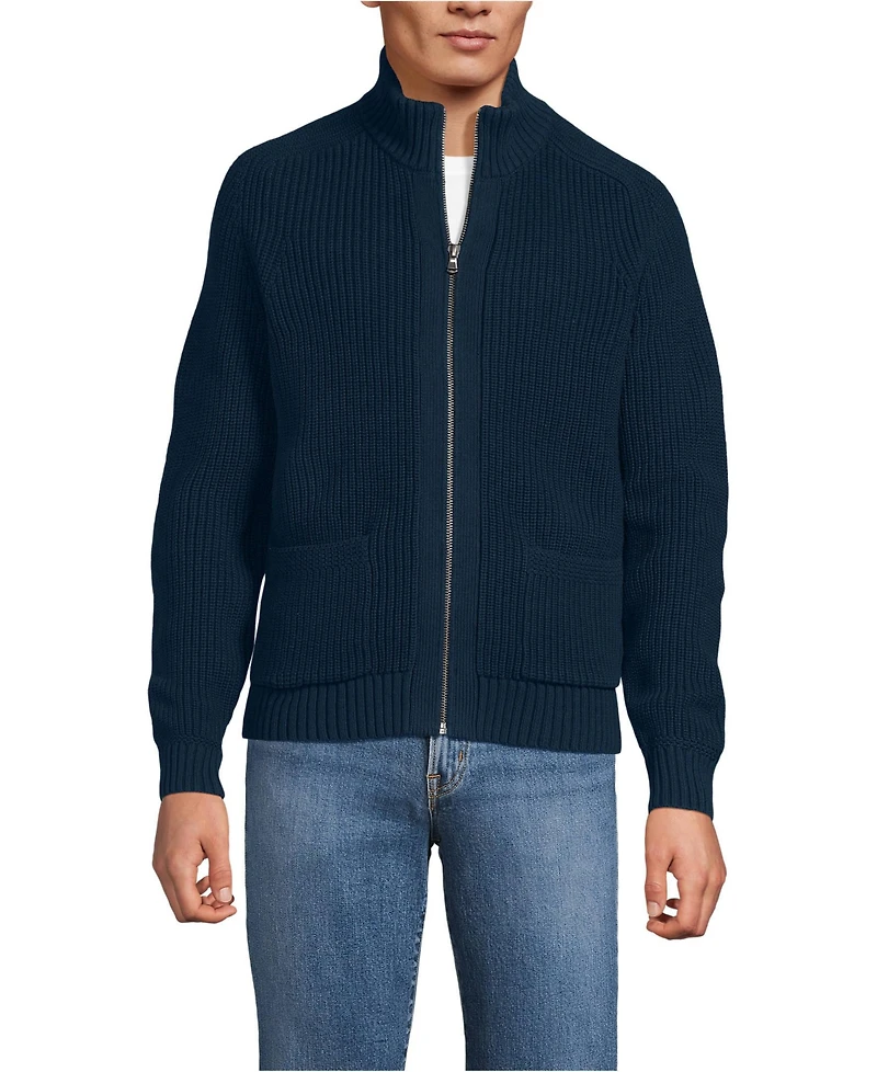 Lands' End Men's Long Sleeve Drifter Full Zip Cardigan Sweater
