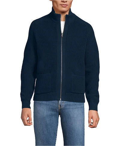 Lands' End Men's Long Sleeve Drifter Full Zip Cardigan Sweater