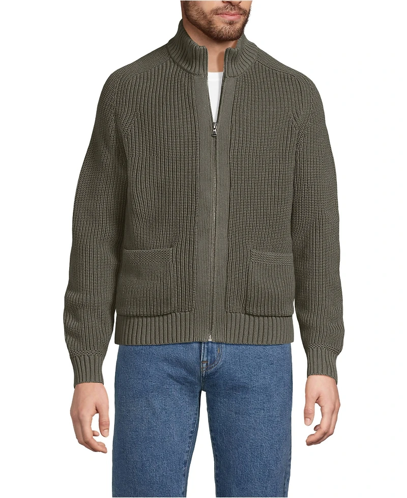 Lands' End Men's Long Sleeve Drifter Full Zip Cardigan Sweater