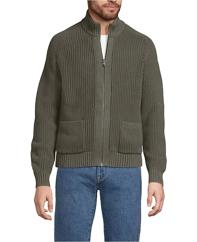 Lands' End Men's Long Sleeve Drifter Full Zip Cardigan Sweater