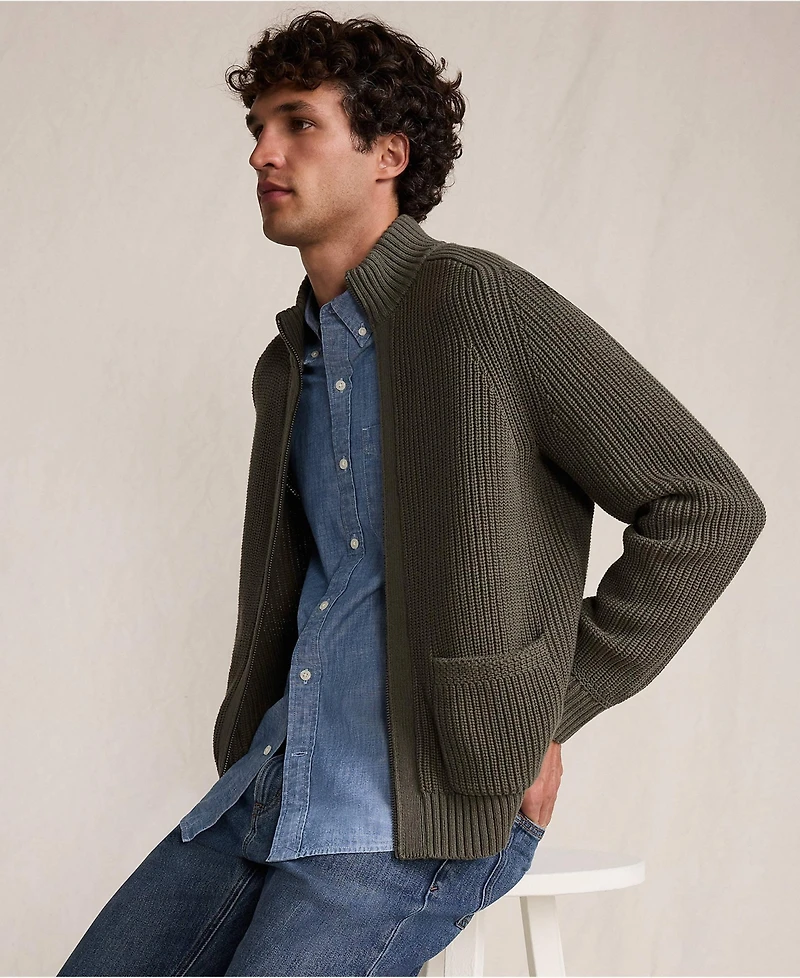 Lands' End Men's Long Sleeve Drifter Full Zip Cardigan Sweater