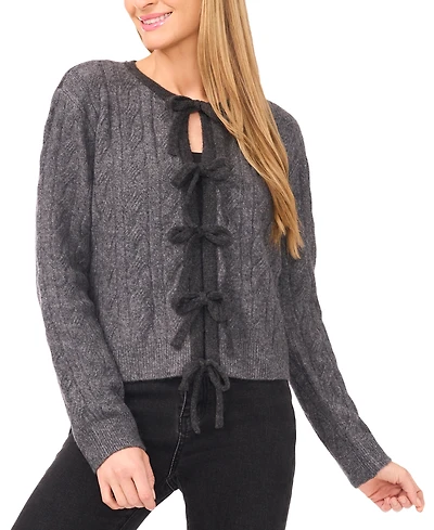 CeCe Women's Tie-Front Cardigan Long Sleeves Sweater