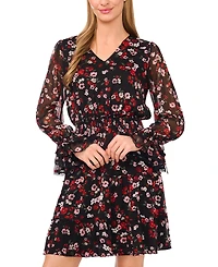 CeCe Women's Long Balloon Sleeve Short Dress