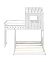 Streamdale Furniture Wooden Twin Over Full Bunk Bed with Playhouse