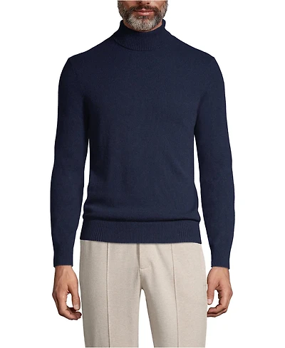Lands' End Men's Fine Gauge Cashmere Turtleneck Sweater