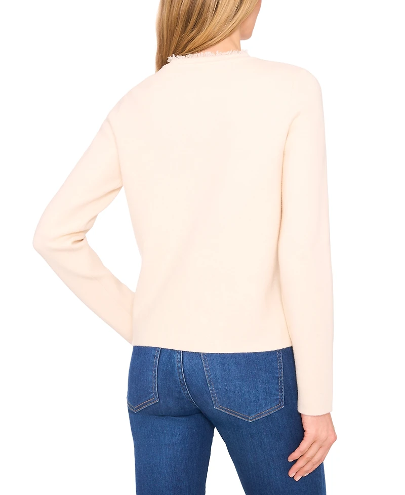 CeCe Women's Fringe Long Sleeves Cardigan