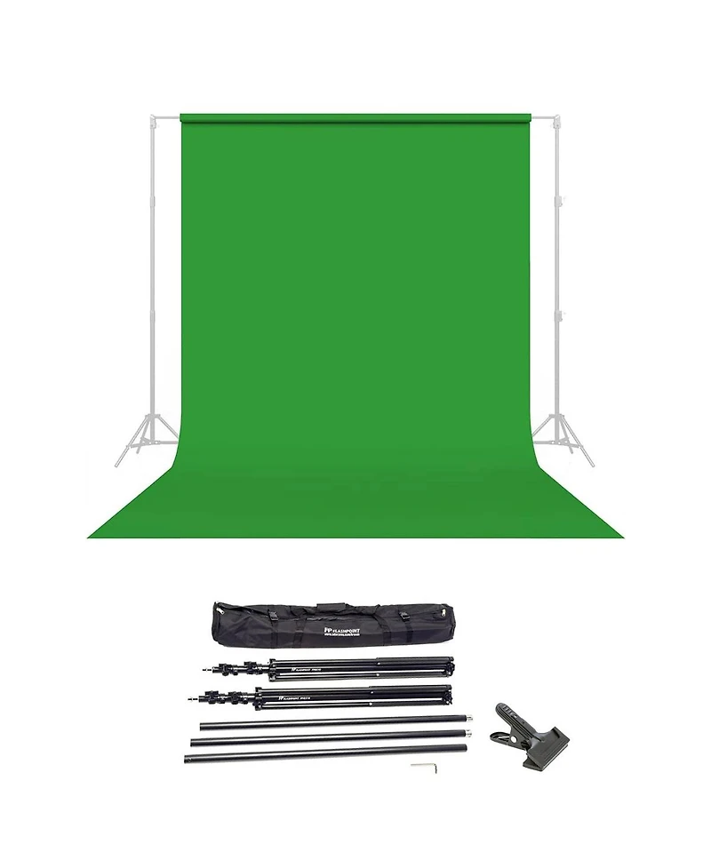 Savage Widetone Seamless Background Paper, 86" wide x 36' Tech Green, #46 - Bundle With Flashpoint 10' Background Support System Air Cushioned,