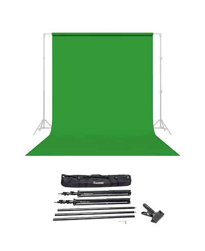 Savage Widetone Seamless Background Paper, 86" wide x 36' Tech Green, #46 - Bundle With Flashpoint 10' Background Support System Air Cushioned,
