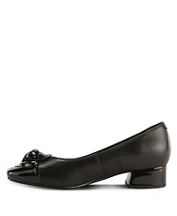 Azura Women's Angelinite Leather Slip-On Cap-Toe Shoes with Floral Applique, Cushioned Insole, and Flexible Low Heel – Everyday Comfort