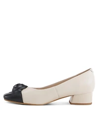 Azura Women's Angelinite Leather Slip-On Cap-Toe Shoes with Floral Applique, Cushioned Insole, and Flexible Low Heel – Everyday Comfort