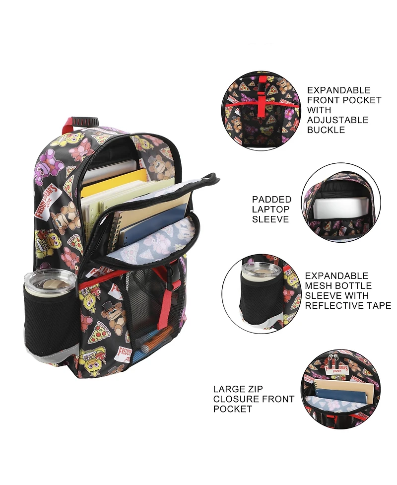 Five Nights at Freddy's 2-Piece 16" Youth Premium Backpack & Lunch Kit Set For School Boys And Girls