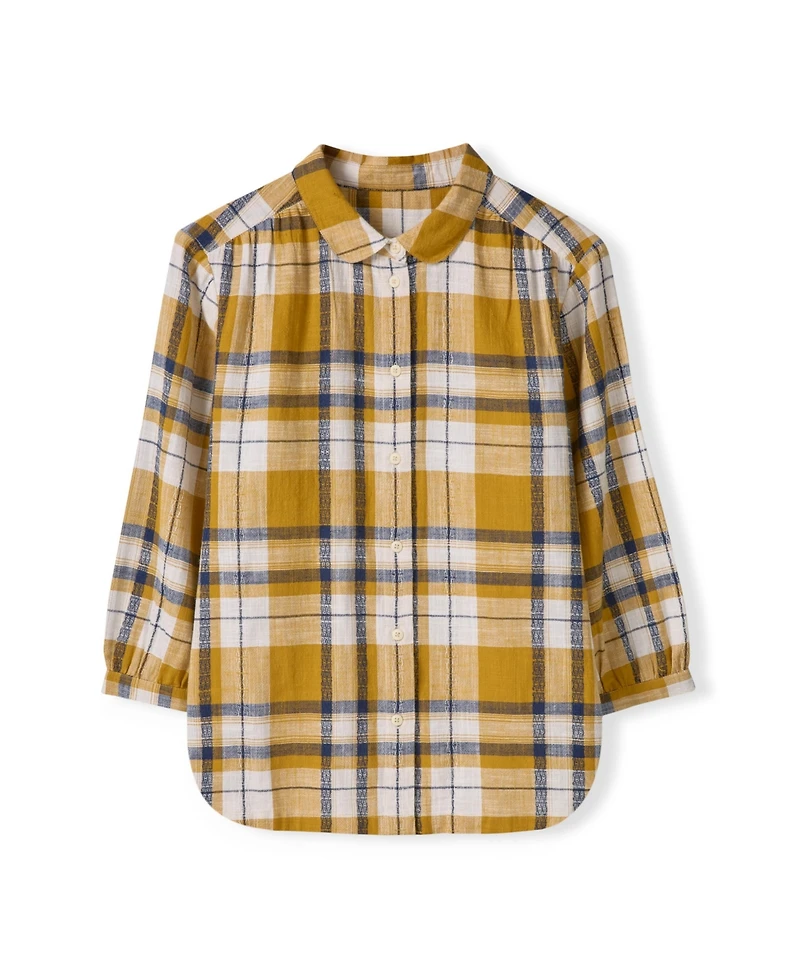 Celtic & Co. Women's Peter Pan Collar Checked Blouse