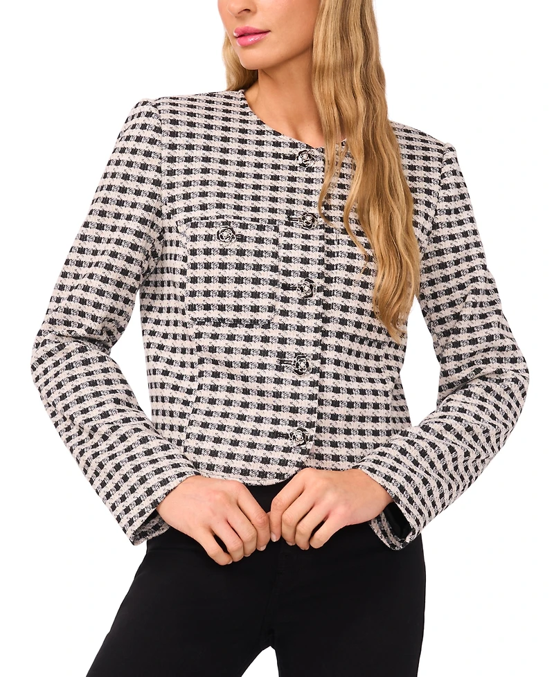 CeCe Women's Long Sleeve Patch Pockets Jacket
