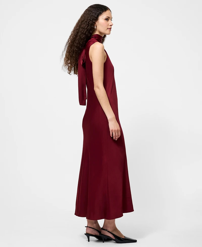 French Connection Women's Ennis Satin Sleeveless Bow Midi Dress