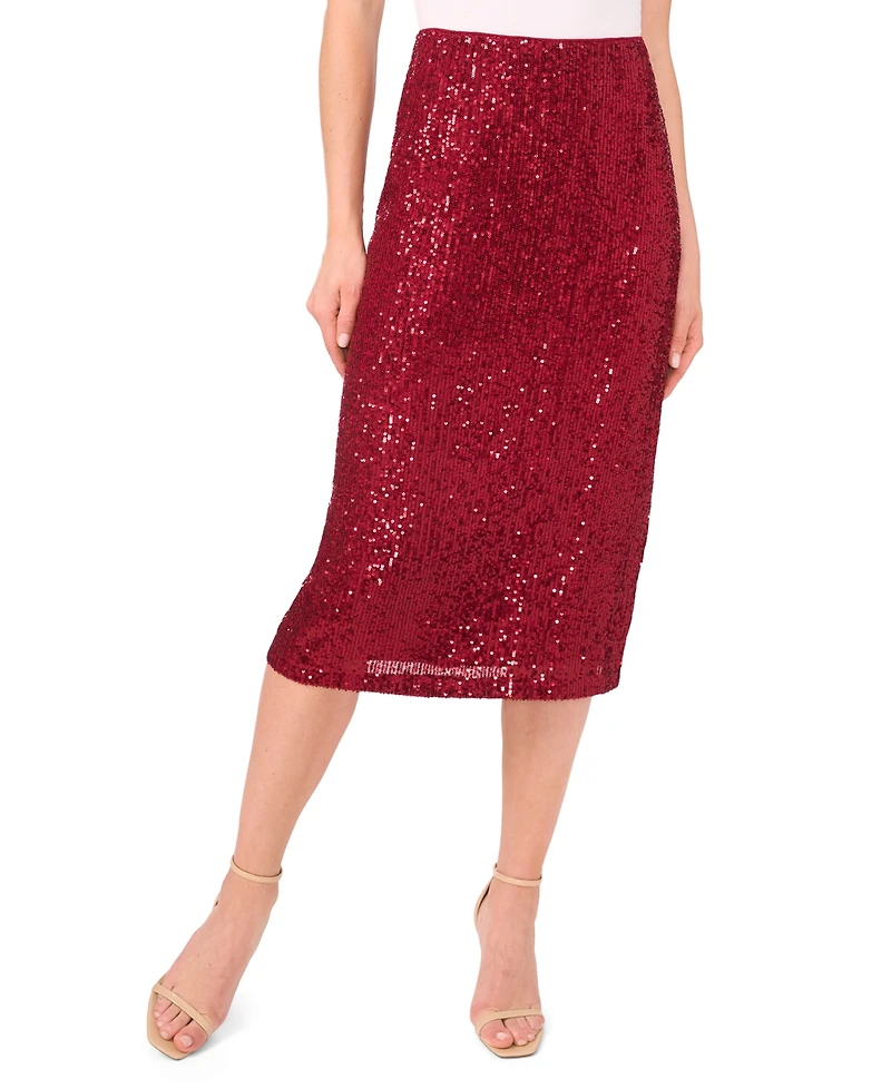 CeCe Women's Pencil Sequin Midi Skirt