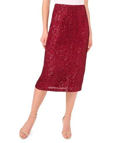 CeCe Women's Pencil Sequin Midi Skirt