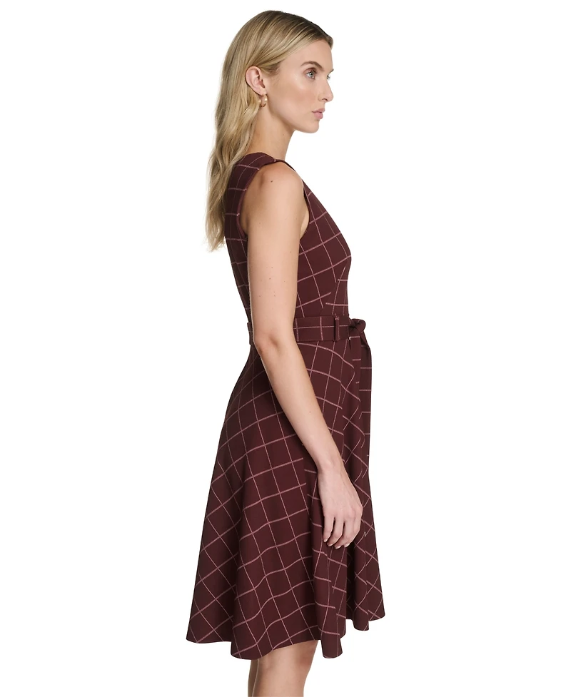 Calvin Klein Women's Belted Fit and Flare Short Dress