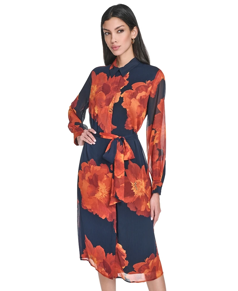 Calvin Klein Women's Printed Midi Shirtdress