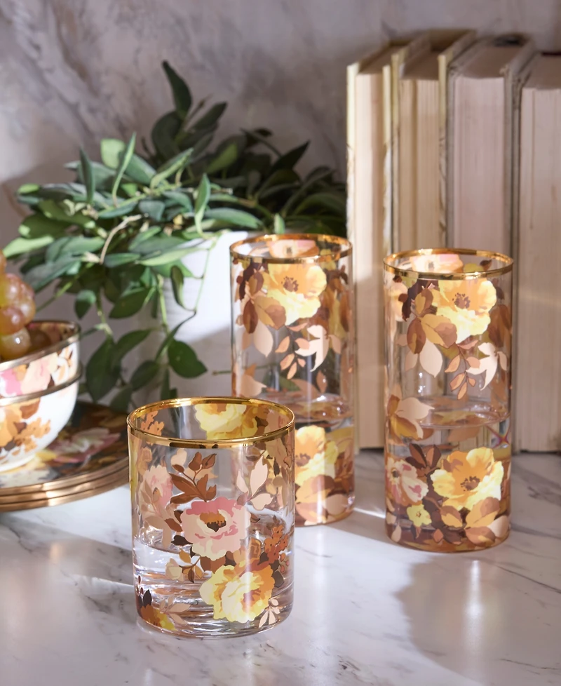 MacKenzie-Childs Wild Rose Tumbler Glasses, Set of 4