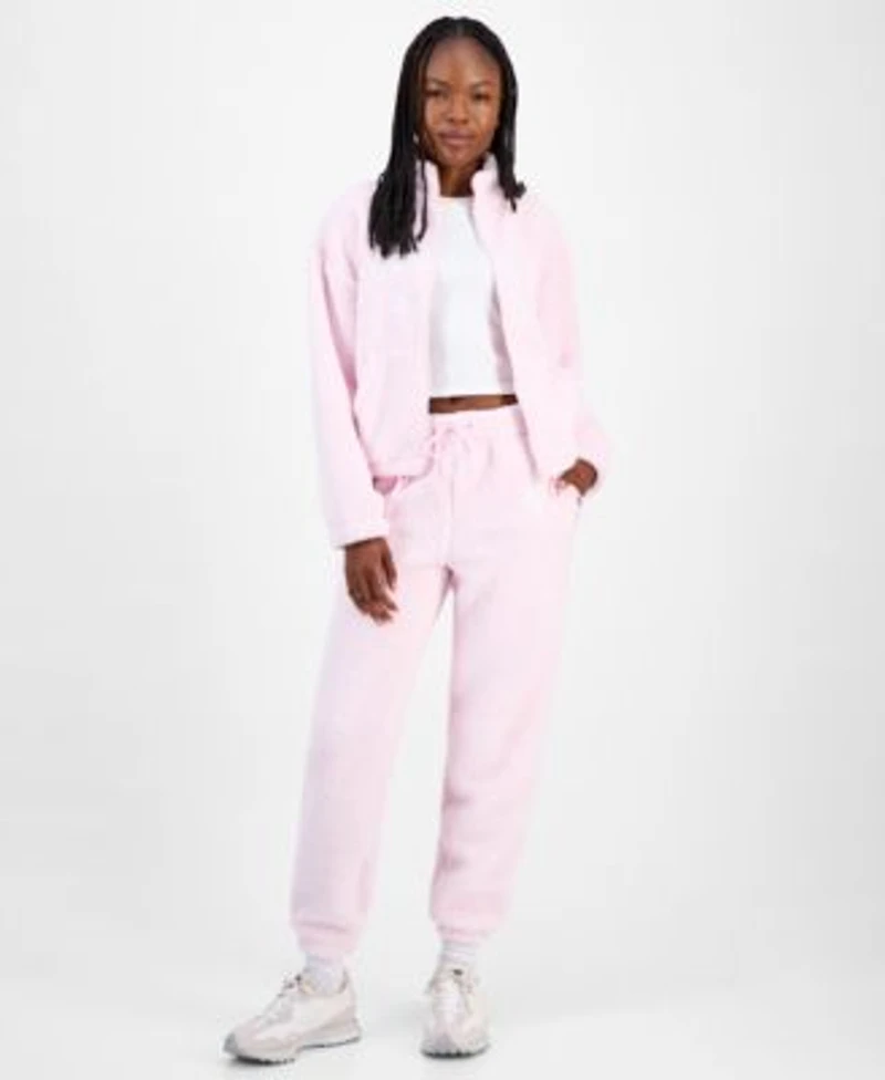 Madden Girl Juniors Sherpa Fleece Zip Up Jacket Sherpa Fleece Jogger Pants