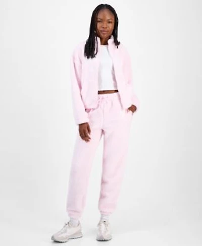 Madden Girl Juniors Sherpa Fleece Zip Up Jacket Sherpa Fleece Jogger Pants