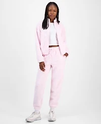 Madden Girl Juniors Sherpa Fleece Zip Up Jacket Sherpa Fleece Jogger Pants