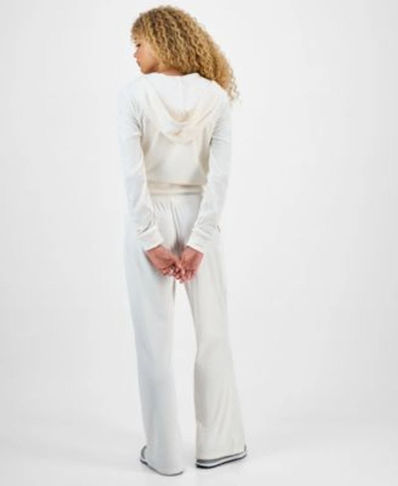 Hippie Rose Juniors Ribbed Velour Zip Up Hoodie Ribbed Velour Drawstring Pants