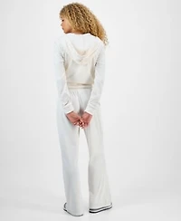 Hippie Rose Juniors Ribbed Velour Zip Up Hoodie Ribbed Velour Drawstring Pants