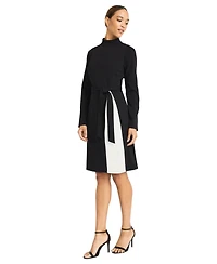 Maggy London Women's Waist Tie Contrast Midi Dress