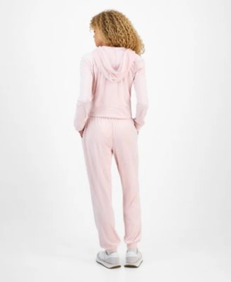 Hippie Rose Juniors Cable Velour Zip Up Hoodie Drawstring Pants