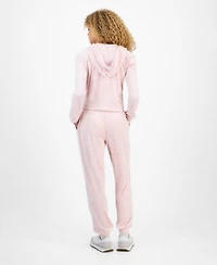 Hippie Rose Juniors Cable Velour Zip Up Hoodie Drawstring Pants