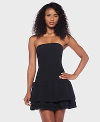 Alex & Sophia Juniors' Strapless Layered-Hem Fit Flare Dress