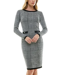 Bcx Juniors' Round-Neck Sequin-Embellished Sweater Dress