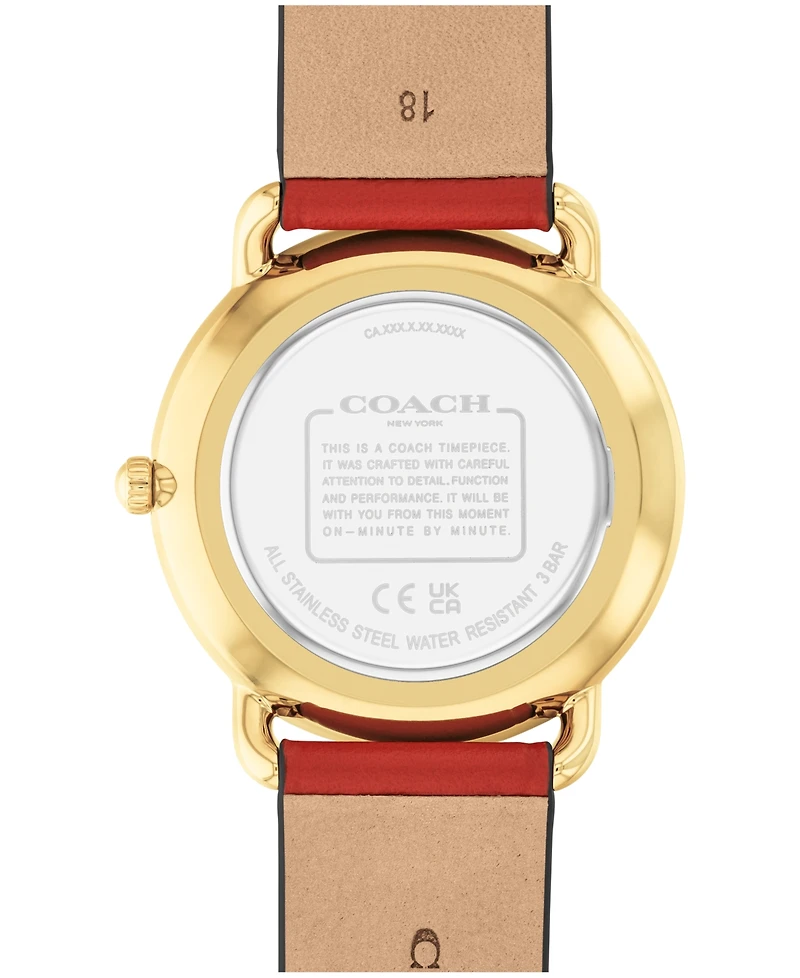 Coach Women's Elliot Red Leather Strap Watch, 36mm