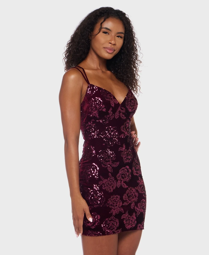 B Darlin Juniors' Double Spaghetti Strap Sweetheart Neck Short Dress