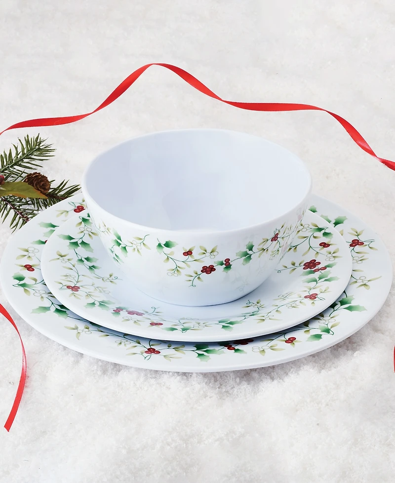 Winterberry Melamine 24 Pc. Dinnerware Set, Service for 8