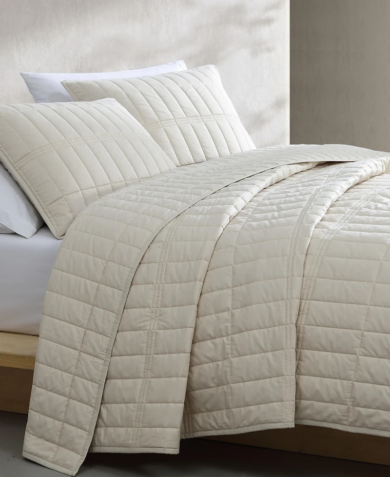 Calvin Klein Washed Percale Solid Cotton 2-Pc. Quilt Set, Twin