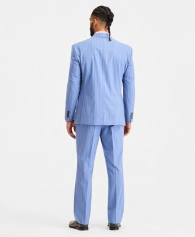 Tayion Collection Mens Classic Fit Blue Suit Separates Jacket Vest Pants