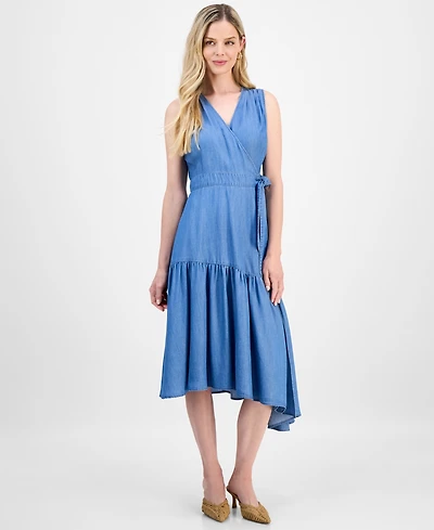 I.n.c. International Concepts Petite Surplice-Neck Sleeveless Dress, Macy's Exclusive