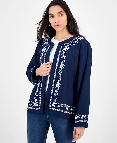Style & Co Women's Embroidered Jacket, Macy's Exclusive