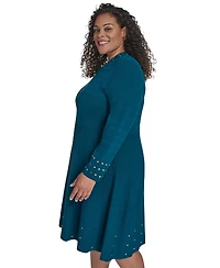 Vince Camuto Plus Studded Mock-Neck Dress