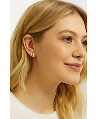 Hollywood Sensation Gold Butterfly Stud Earrings Featuring Mother of Pearl Inlay