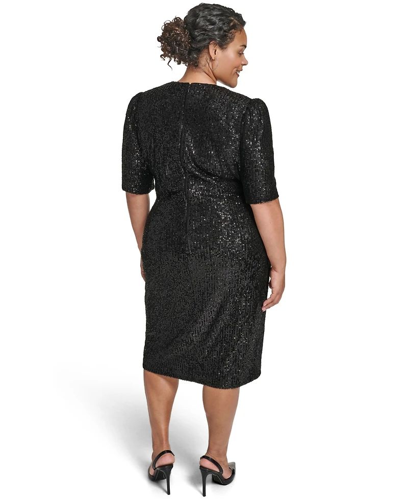 Calvin Klein Plus Short-Sleeve Sequin Dress