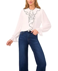 CeCe Women's Button-Down Ruffle Top