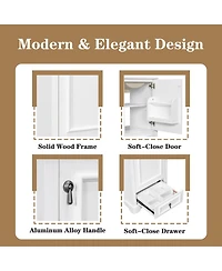 Casainc 20; Bathroom Vanity with Ceramic Sink, Soft-Close Door, U-Shaped Shelf, Drawer and Storage Rack